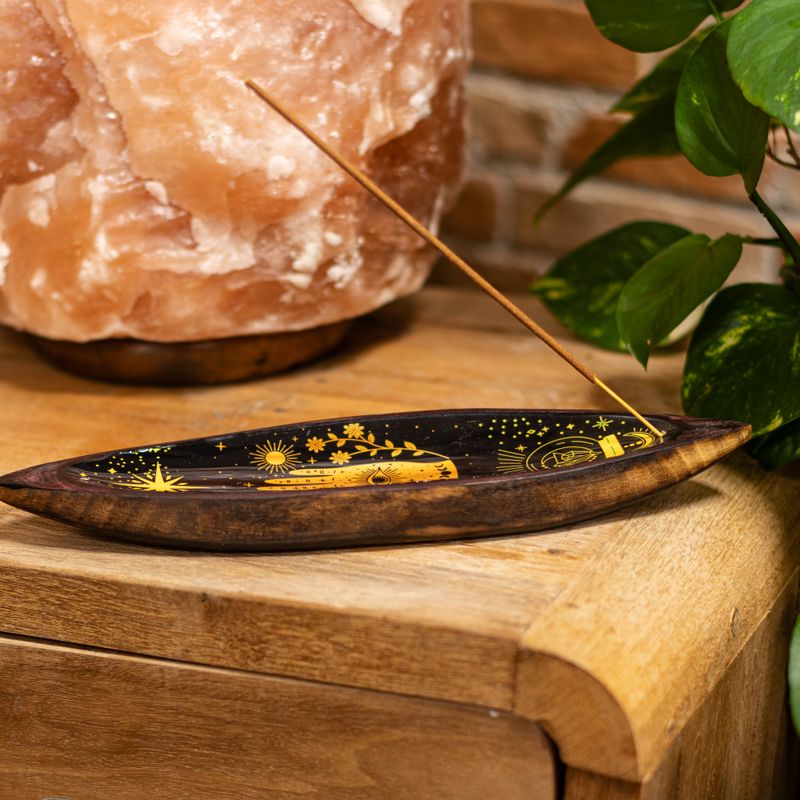Quemador de incienso de esmalte - Madera de mango - Hamsa
