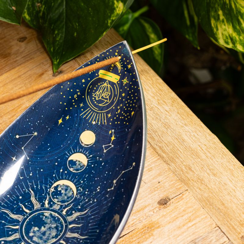 Cuenco para incienso de esmalte - Aluminio - Fases lunares del zodiaco