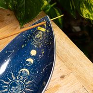 Cuenco para incienso de esmalte - Aluminio - Fases lunares del zodiaco