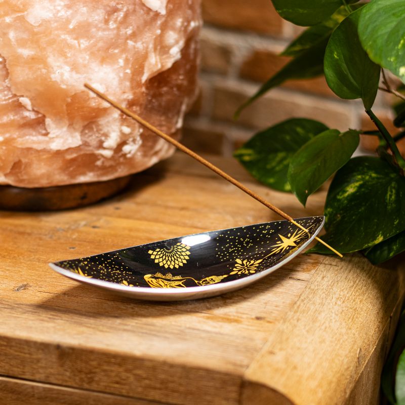 Cuenco para incienso de esmalte - Aluminio - Buda dorado y negro