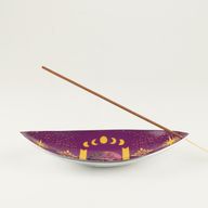 Cuenco para incienso de esmalte - Aluminio - Sol y fases lunares morado