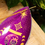 Cuenco para incienso de esmalte - Aluminio - Sol y fases lunares morado