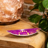 Cuenco para incienso de esmalte - Aluminio - Sol y fases lunares morado