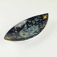 Cuenco de esmalte para incienso - Aluminio - Hamsa azul