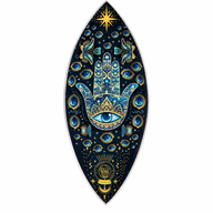 Quemador de incienso de esmalte - Aluminio - Hamsa azul