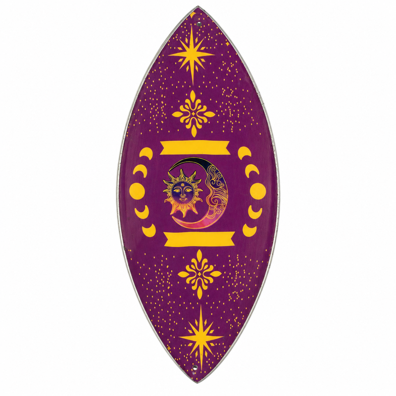 Cuenco para incienso de esmalte - Aluminio - Sol y fases lunares morado