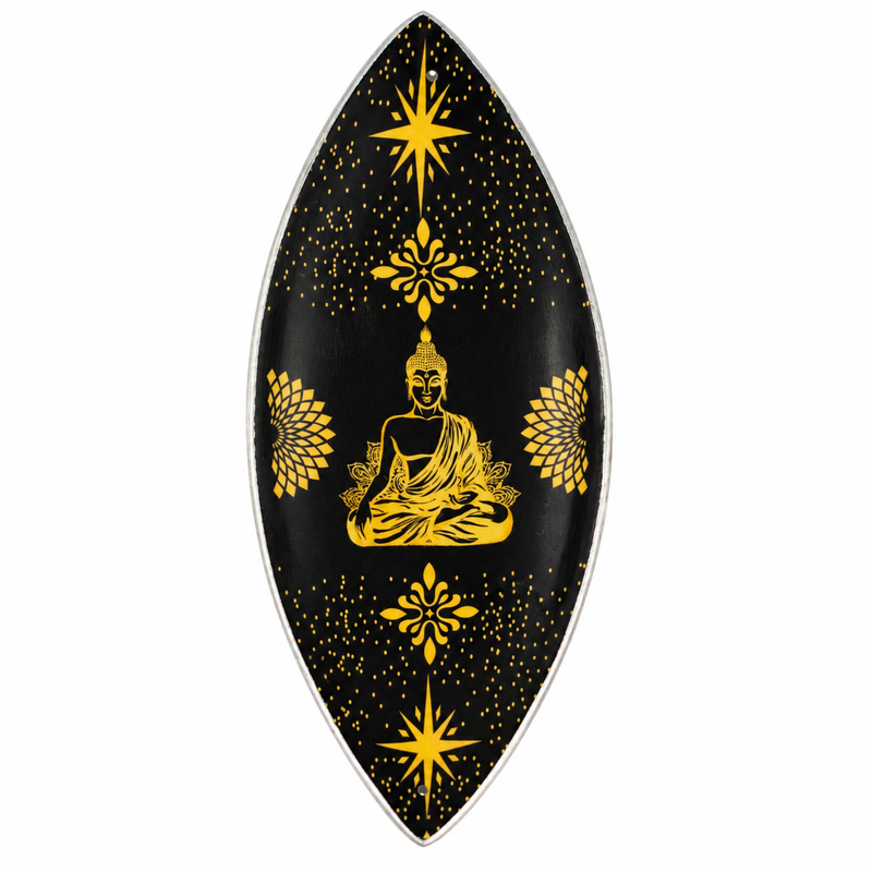 Cuenco para incienso de esmalte - Aluminio - Buda dorado y negro