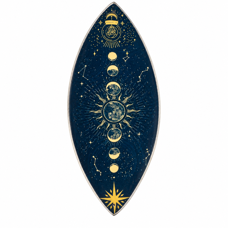 Cuenco para incienso de esmalte - Aluminio - Fases lunares del zodiaco