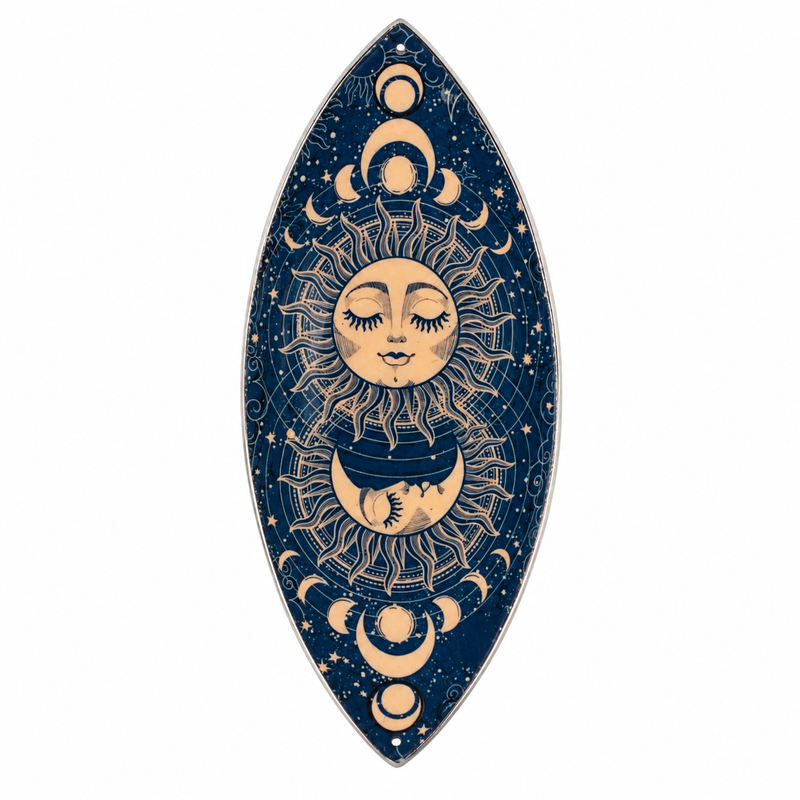 Cuenco para incienso de esmalte - Aluminio - Sol y Luna rosa