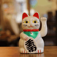Gato de la suerte blanco - 15 cm