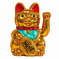 Gato de la suerte dorado - 15 cm