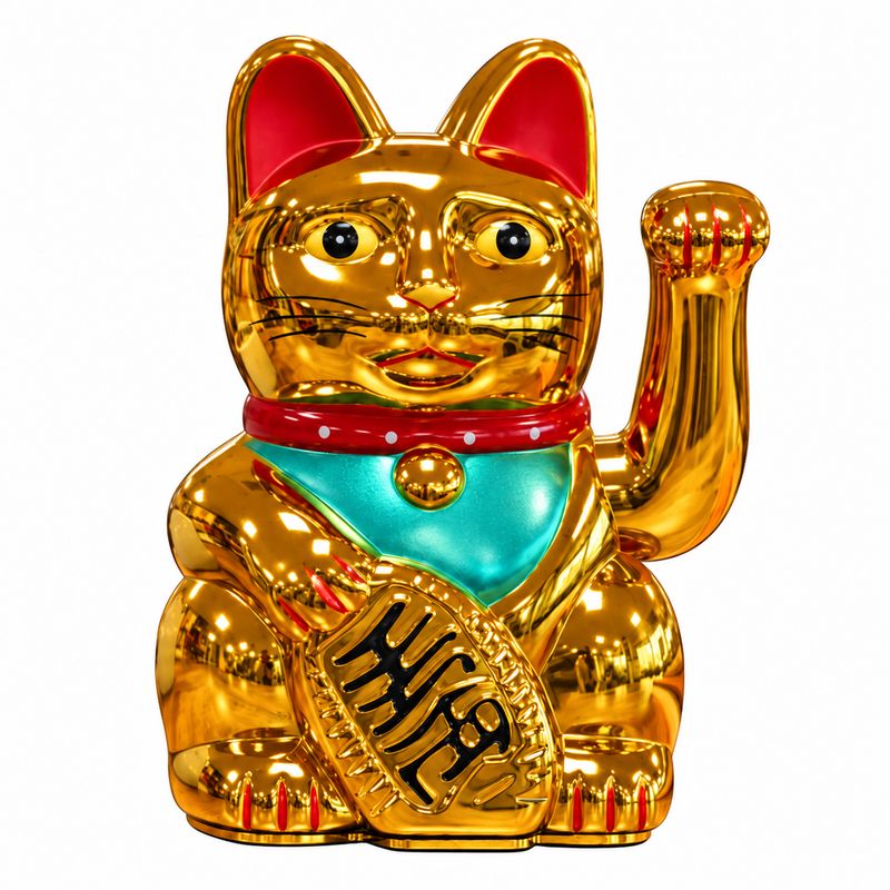 Gato de la suerte dorado - 15 cm