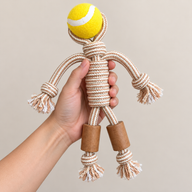 Juguetes PAW para mascotas - Mordedor de madera de café - Rope Ranger - Pelota