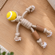 Juguetes PAW para mascotas - Mordedor de madera de café - Rope Ranger - Pelota