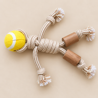 Juguetes PAW para mascotas - Mordedor de madera de café - Rope Ranger - Pelota