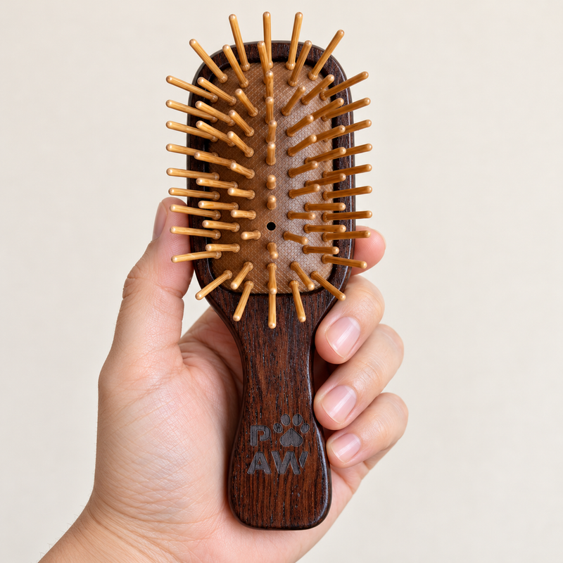 Herramientas de aseo PAW – Mini cepillo y masajeador con púas de bambú