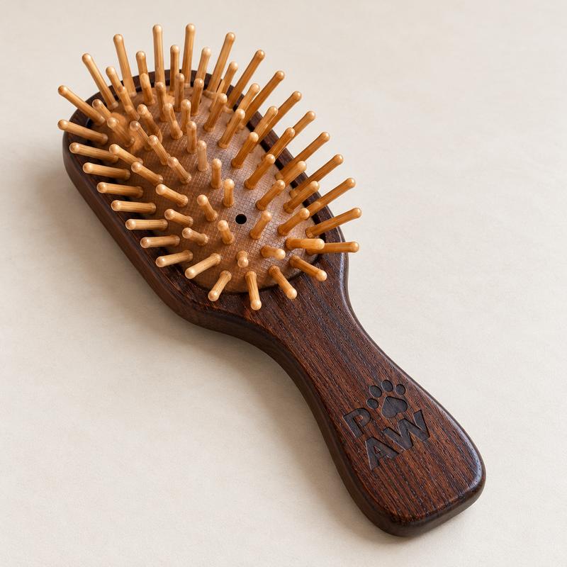 Herramientas de aseo PAW – Mini cepillo y masajeador con púas de bambú