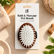 Herramientas de cuidado para mascotas PAW – Exfoliante y masaje de goma suave – Nogal