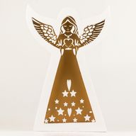 Ángel de madera de mango - Acabado decapado con decoración de hierro recortada - 39 cm
