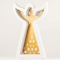 Ángel de madera de mango - Acabado decapado con decoración de hierro recortada - 39 cm