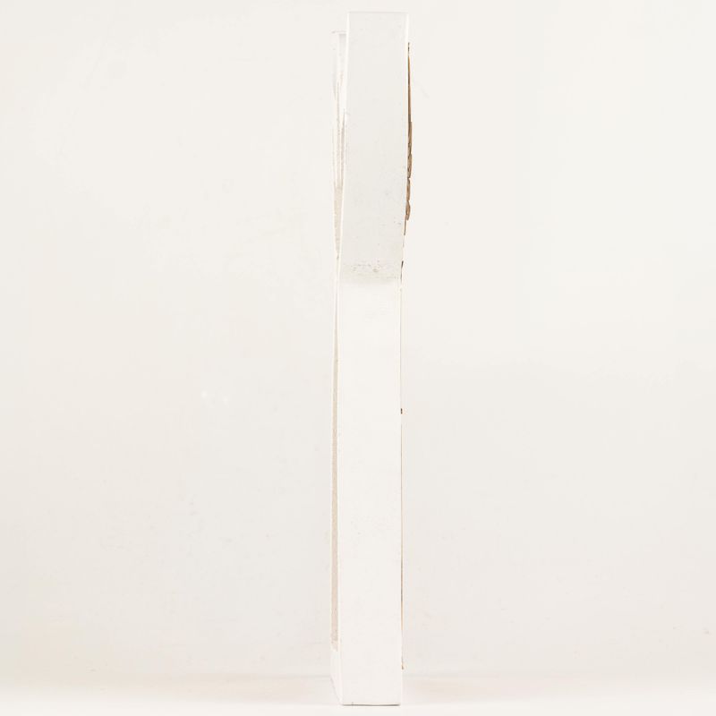 Ángel de madera de mango - Acabado decapado con decoración de hierro recortada - 39 cm
