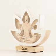 Figura de madera de mujer haciendo yoga - Flor de loto - Crema - Calma