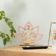 Figura de madera de mujer haciendo yoga - Flor de loto - Rosa empolvado - Amor