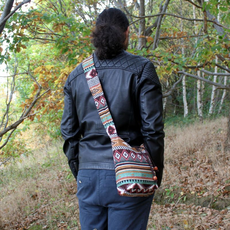 Bolso jacquard – bandolera color chocolate