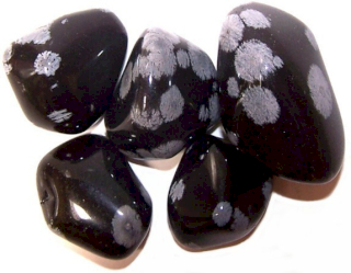 24x L Tumble Stones - Obsidiana Copo de Nieve