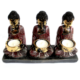 Buda antiguo - sostenedor de vela de tres devotos