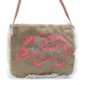 Bolso con flecos - Bordado Elefante