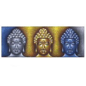 Cuadro de Buda - Tres Cabezas Detalles en Oro