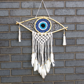 Atrapasueños - Med Macramé Evil Eye Azul / Blanco / Negro