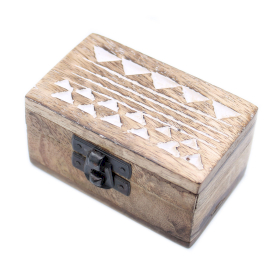 Caja de Madera Blanca - 3x1.5 Pastillero Diseño Azteca