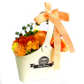 Cesta ramo de flores jabón - naranja