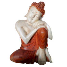 Estatua de Buda Tallada a Mano - 30cm Pensando
