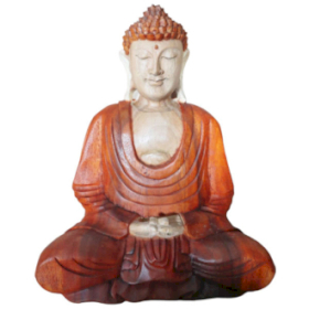 Estatua de Buda Tallada a Mano - 30cm Manos Abajo