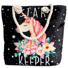 Bolso shopper con asa de cuerda - unicornio