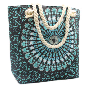 Bolso Mandala con Asa de Cuerda - Azul Oscuro