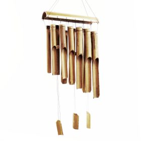 Campanilla de bambú - Acabado natural - 12 tubos grandes