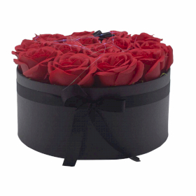 Caja de Regalo - Flor de Jabón  14 Rosas rojo - ronda