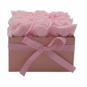 Caja de Regalo - Flor de Jabón  9 Rosas Rosas - cuadrado