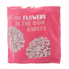 Bolsa de algodón estampada - somos flores - Oliva, Rosa y Natural