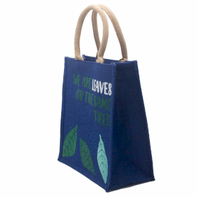 bolsa de yute estampada - Somos hojas - Amarillo, Azul y Natural