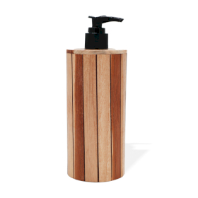 Dispensador de jabón de madera de teca natural - Redondo