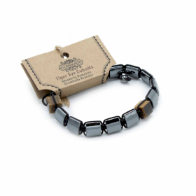 Pulsera Magnética Shamballa de Hematita -  Cuboides Ojo de Tigre