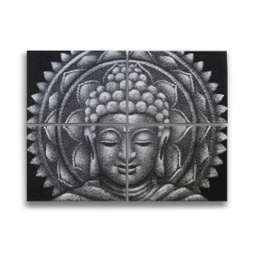 Detalle de Brocado de Mandala de Buda Gris 30x40cm x 4