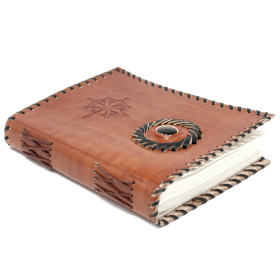 Cuaderno de cuero Onix Negro y bordes (17x12 cm)