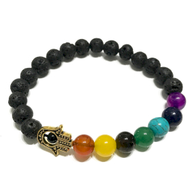 Pulsera de Piedra de Lava - Hamsa - Chakra