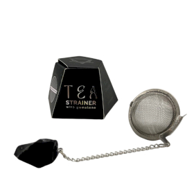 Colador de té de piedras preciosas de cristal crudo - Obsidiana negra